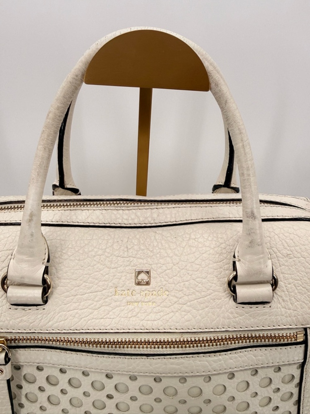 Kate Spade Perri Lane Bubbles Romy Cream Satchel Leather Crossbody Bag - Picture 4 of 15